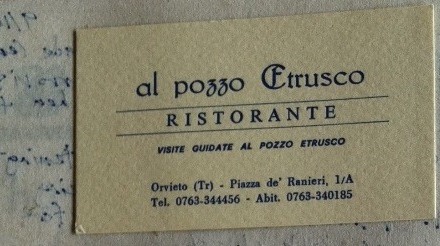 Ristorante al pozzo Etrusco, where we lunched in Orvieto