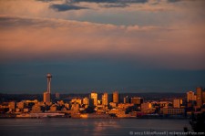 Seattle skyline at sunset