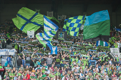 Seattle Sounders fans in rival territory