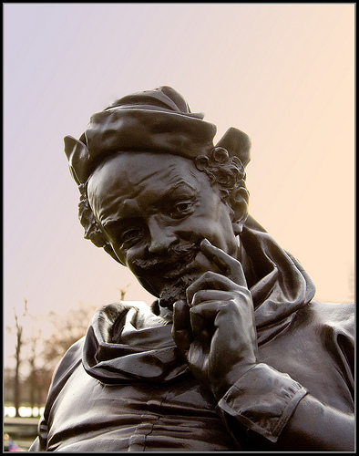 Head of a Falstaff statue